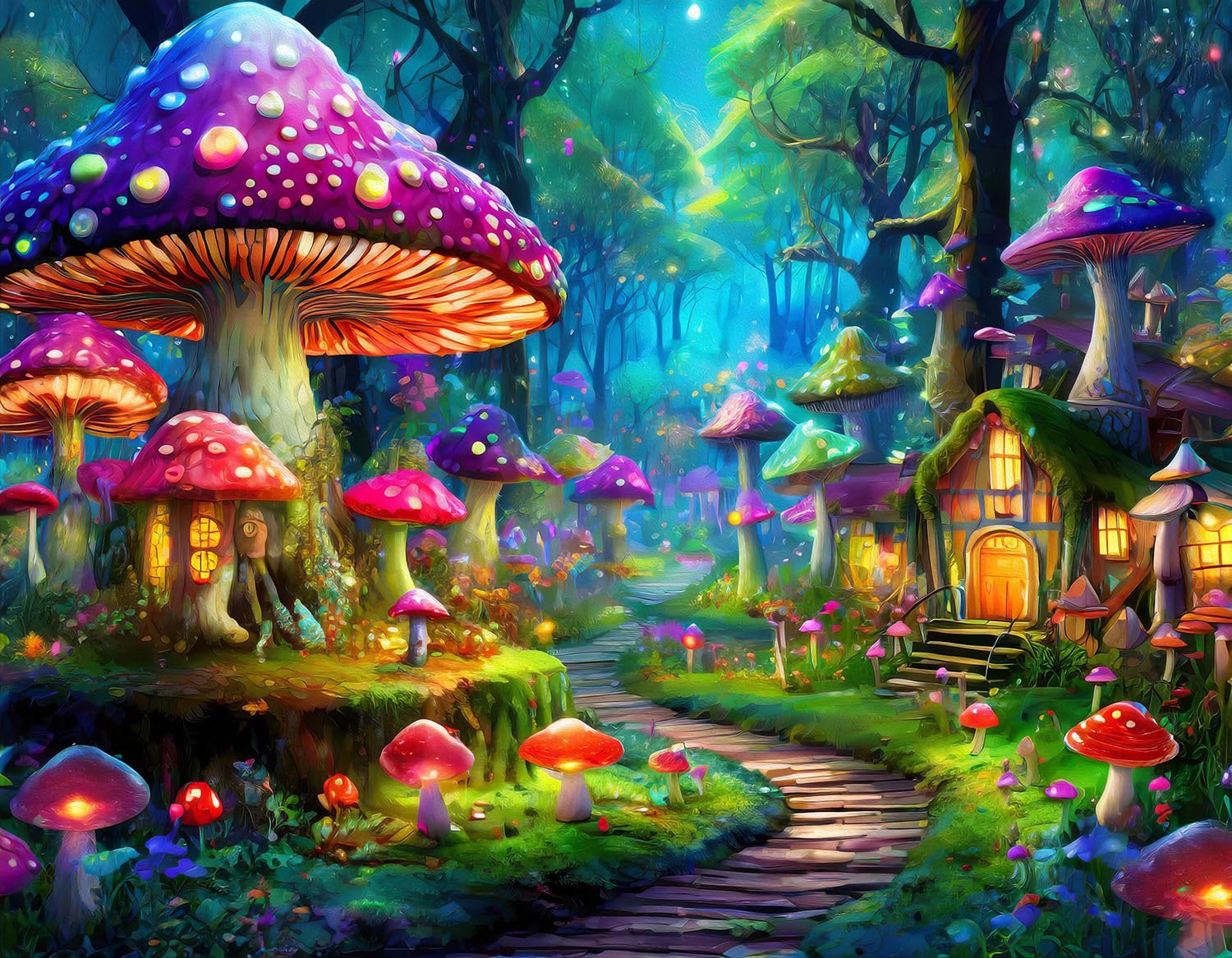 Majestic Mushroom Path 500 Piece Jigsaw Puzzle for Adults