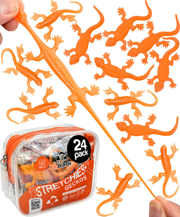 UpBrands 24 Pack ORANGE Super Stretchy Lizard Toys - Tangy Party Favors, Rubber Lizards for Kids, Small Classroom Prizes, Reptile & Newt Toy