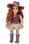 Cowgirl - 4 Piece 18 inch Doll Outfit - Cowgirl Hat, Skirt, Top and Cowgirl Boots - (Doll Not Included)