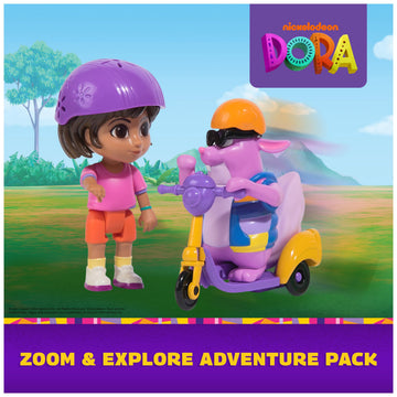 Dora, Zoom & Explore Adventure Pack with Dora & Tico Toy Figures & 3-Wheeled Scooter Accessory, Kids Toys for Girls & Boys Ages 3 and Up