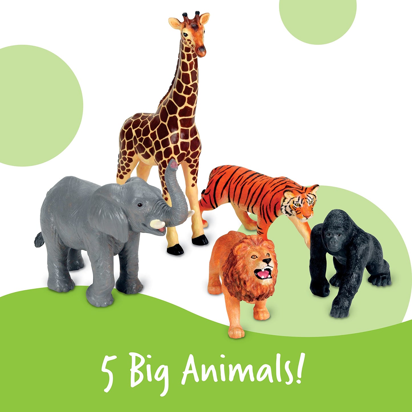 Learning Resources Jumbo Jungle Animals, Animal Toys for Kids, Safari Animals, 5 Pieces, Ages 18 months+