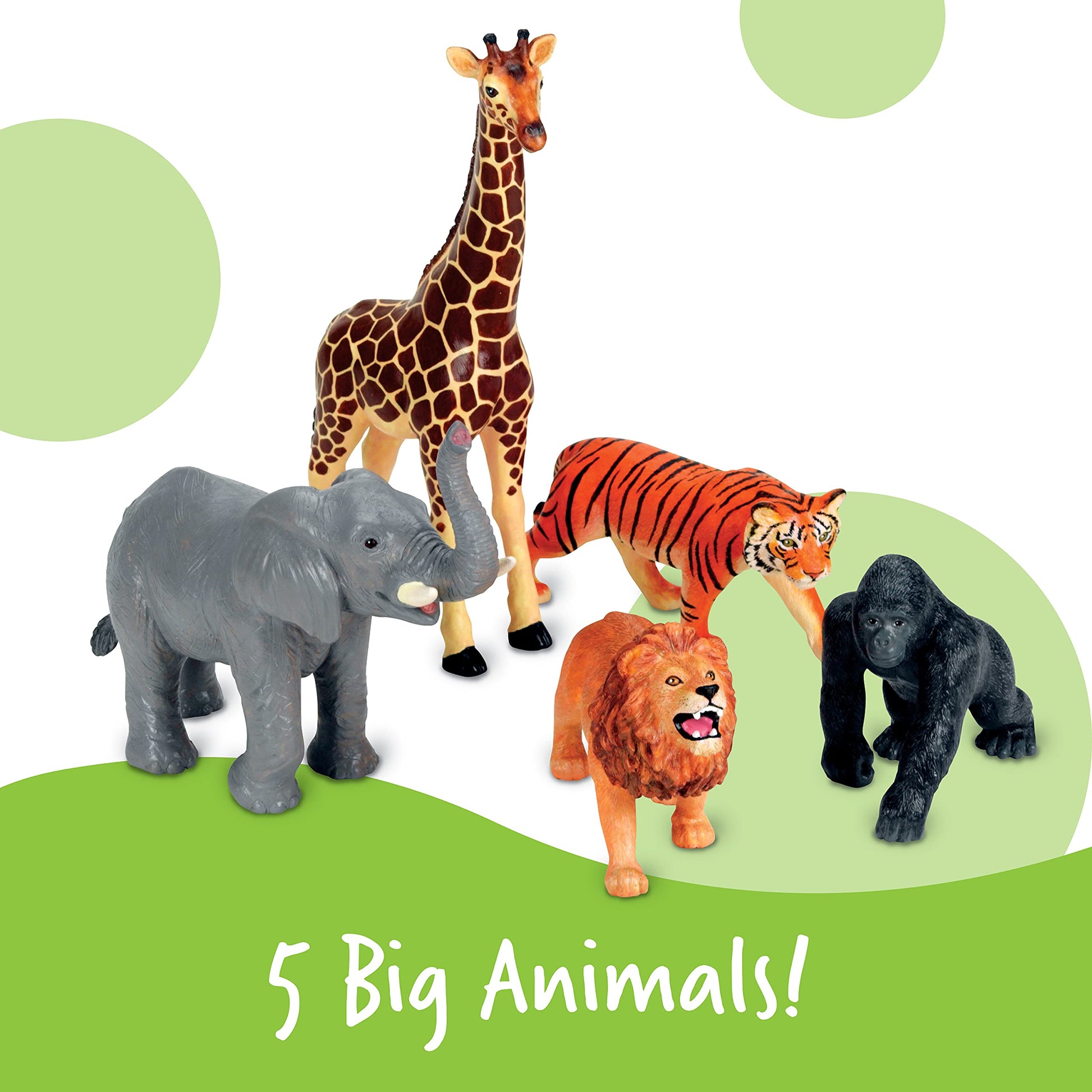 Learning Resources Jumbo Jungle Animals, Animal Toys for Kids, Safari Animals, 5 Pieces, Ages 18 months+