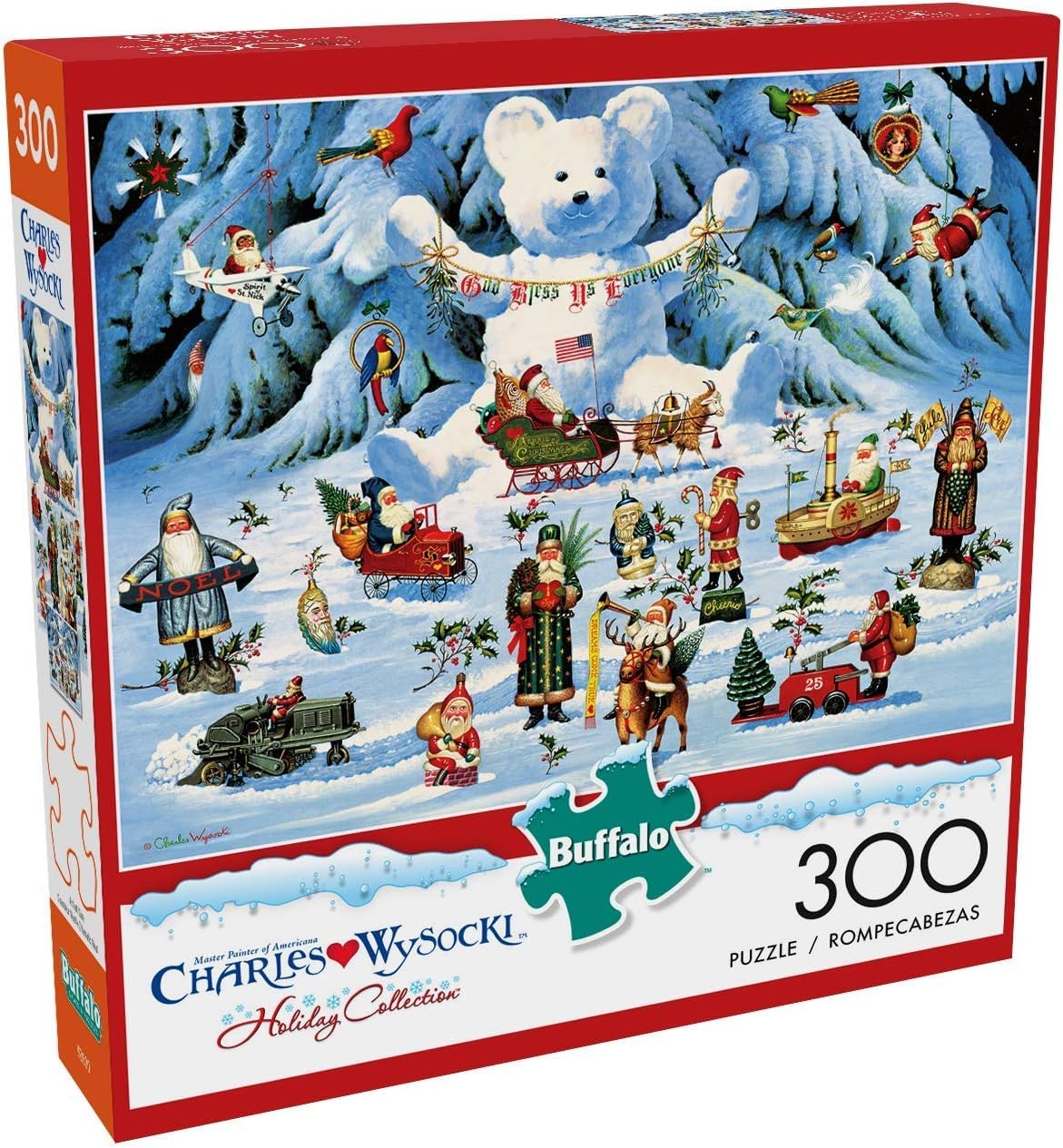 Buffalo Games - Charles Wysocki - Jingle Bell Teddy - 300 Piece Puzzle