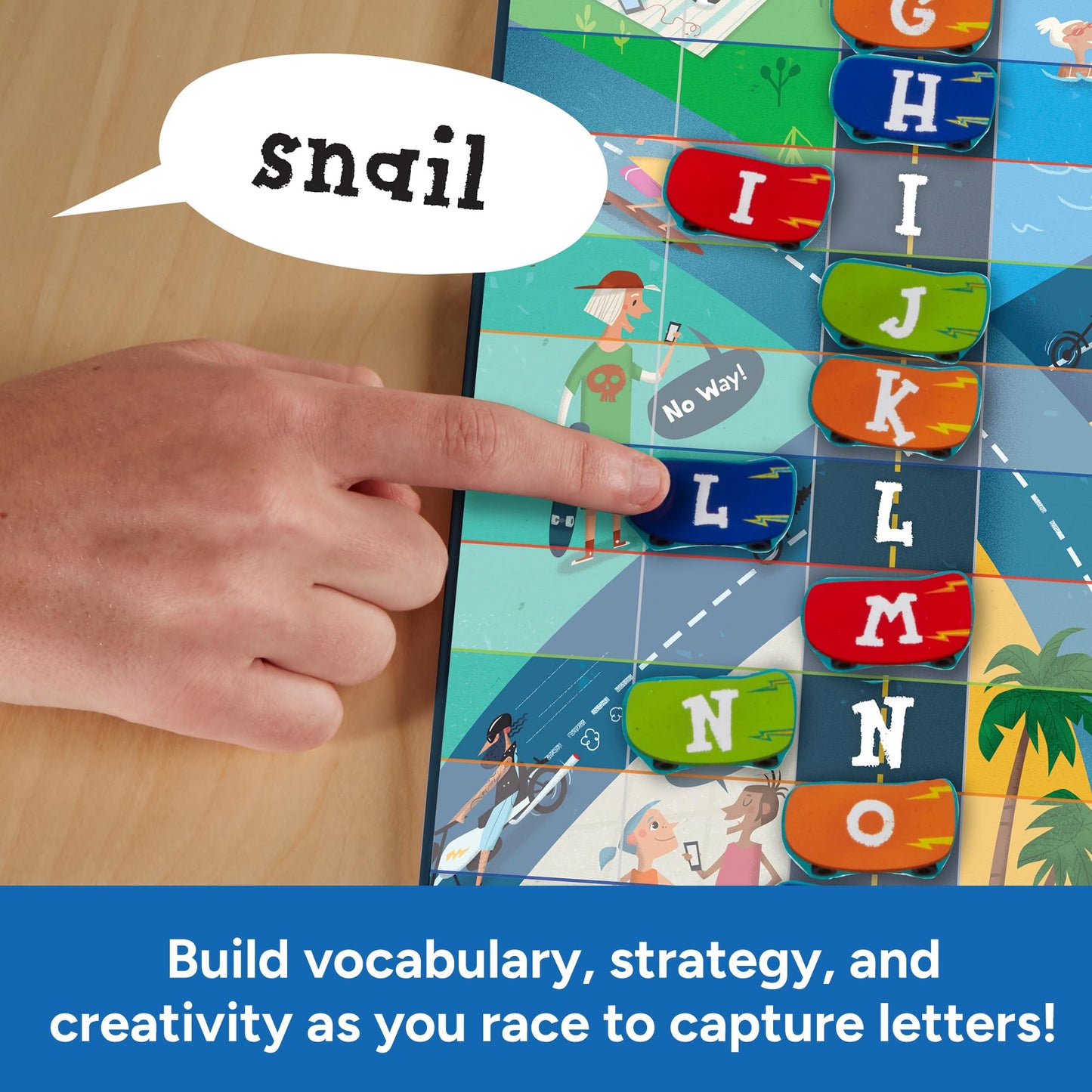 Educational Insights Word on the Street Junior - Family Board Games for Kids and Adults, Fast Word Games for Kids 8-12, Vocabulary Building Spelling