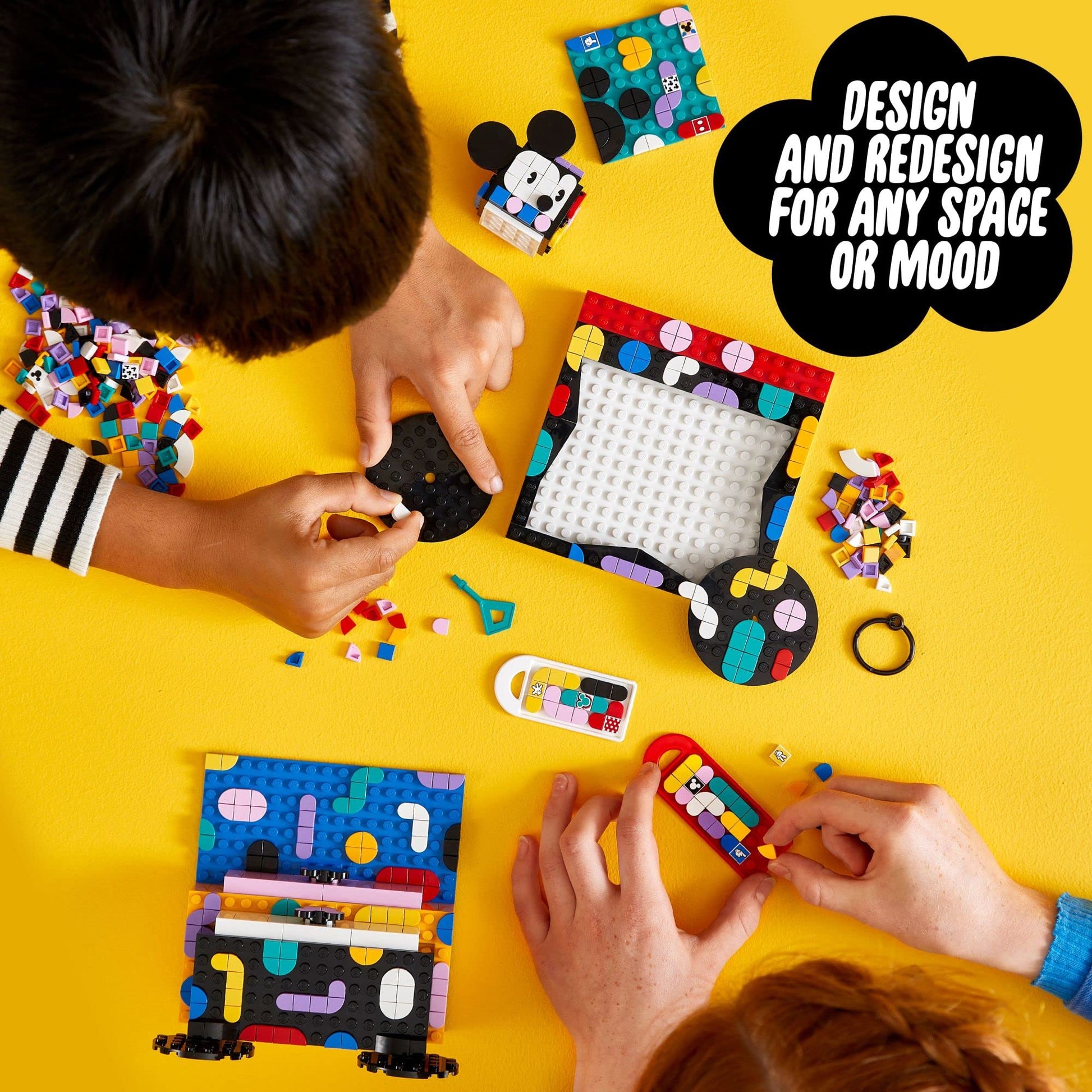 LEGO DOTS Disney Mickey & Minnie Mouse Back-to-School Project Box 41964 6in1 Toy Arts and Crafts Building Set with Bag Tags, Sticker Patch and Desk