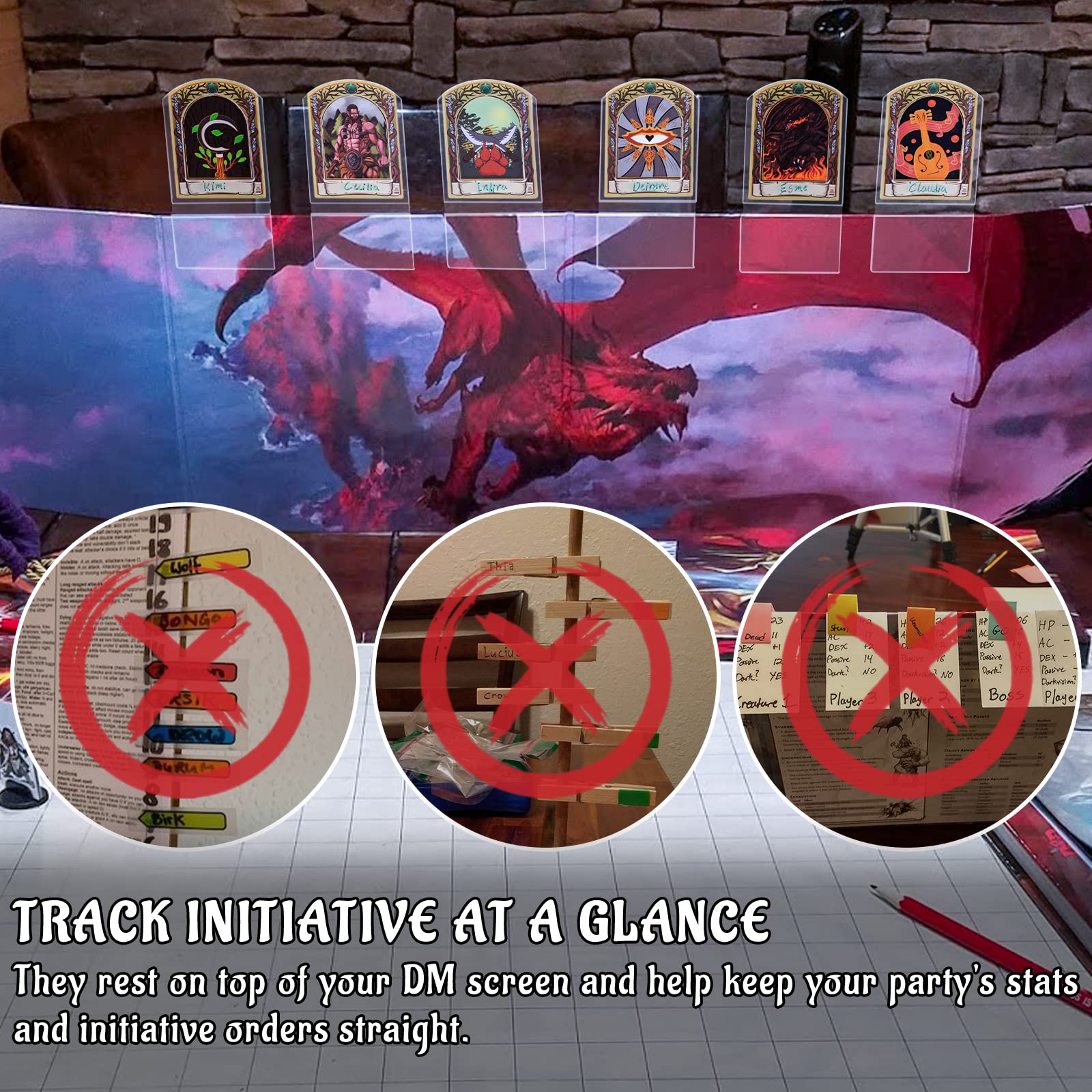 CZYY DND Initiative & Combat Tracker Set, Acrylic Markers with Insert Cards