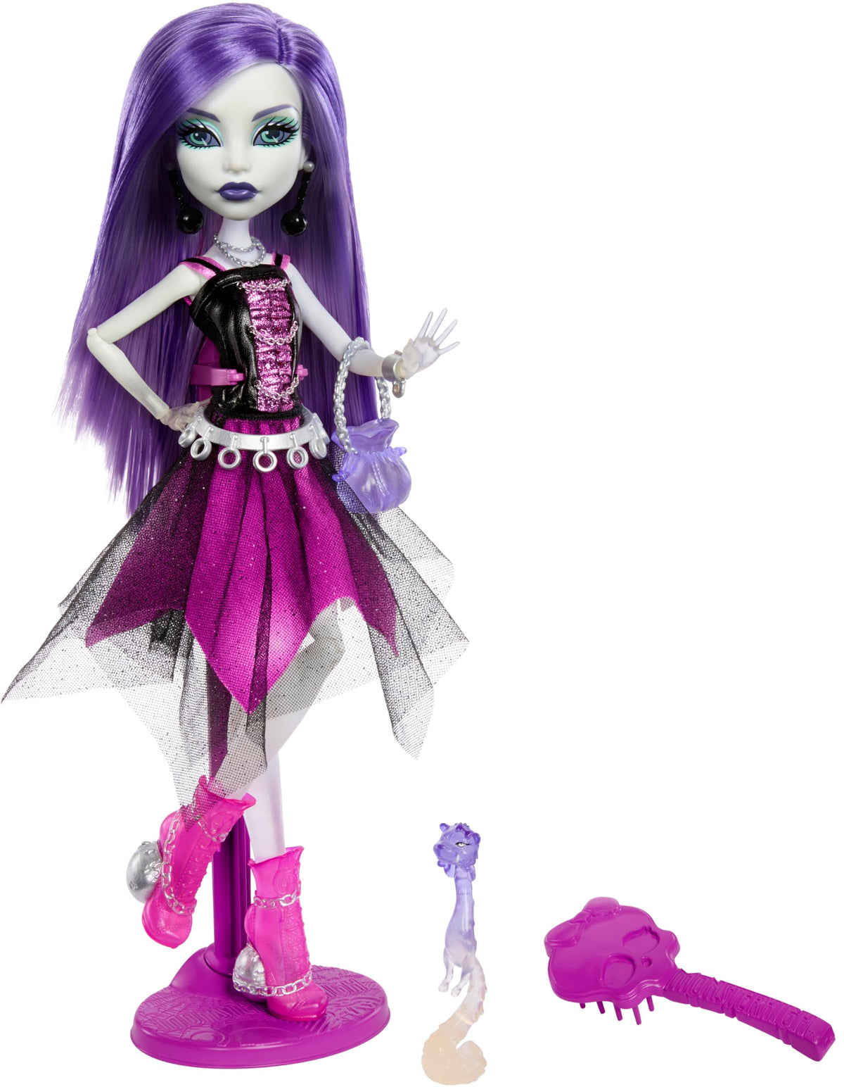 Monster High Booriginal Creeproduction Doll, Spectra Vondergeist Collectible Reproduction with Doll Stand, Diary & Pet Ferret Rhuen