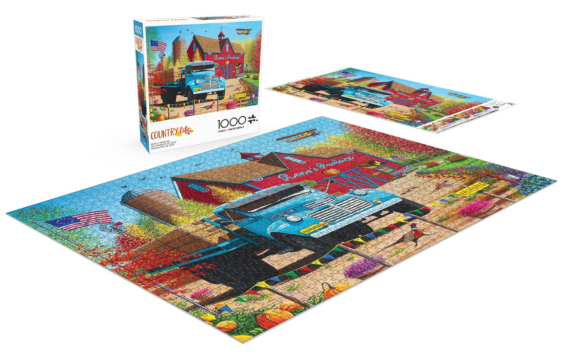Buffalo Games - Rene's Produce - Mike Bennet - Country Life -1000 Piece Jigsaw Puzzle - Colorful, Fall Puzzles for Adults - Precision-Cut Pieces