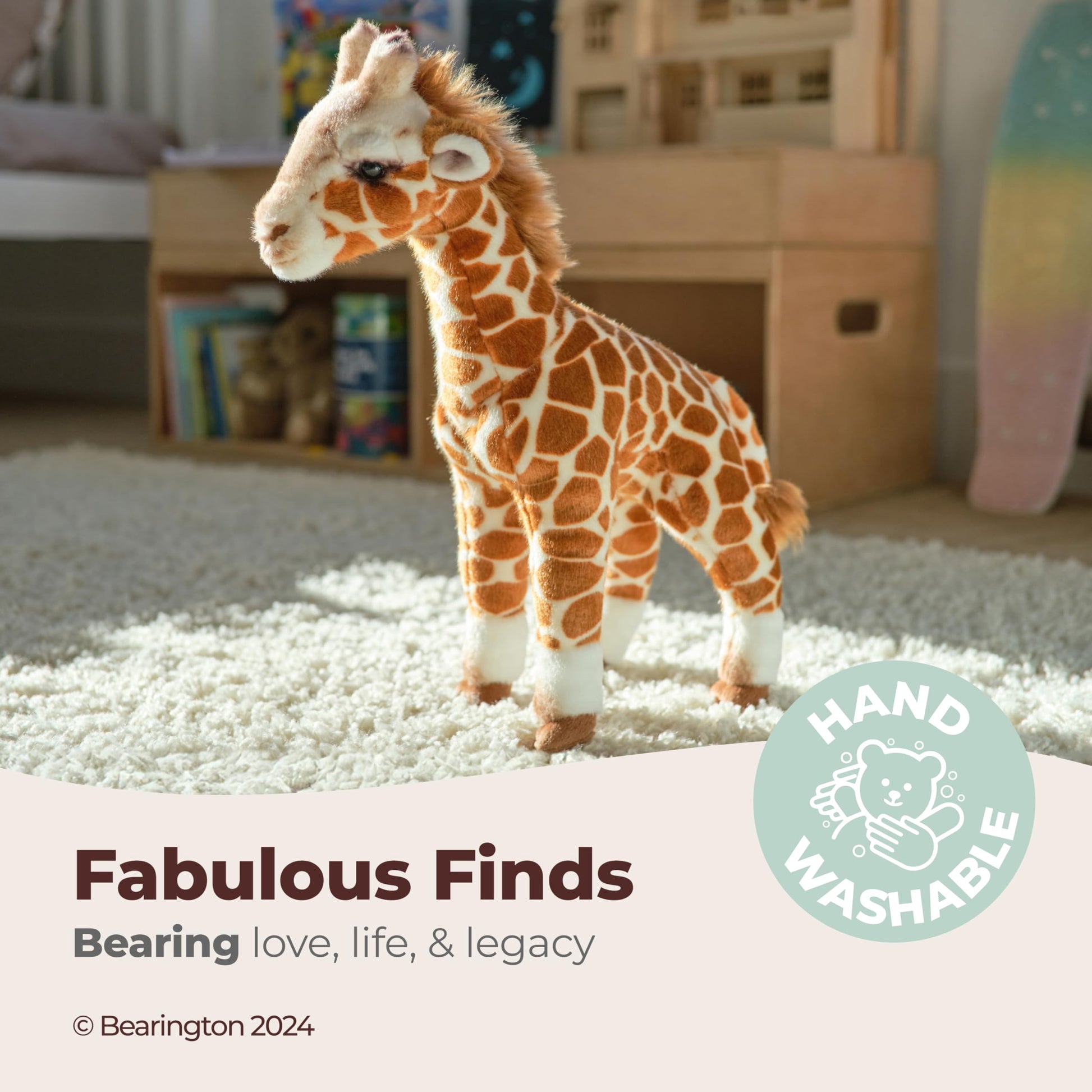 Bearington Twiggie Giraffe Stuffed Animal - 15" Soft and Realistic Baby Giraffe Plush Toy with Cuddly Faux-Fur - Adorable Stuffed Animal Giraffes Gift