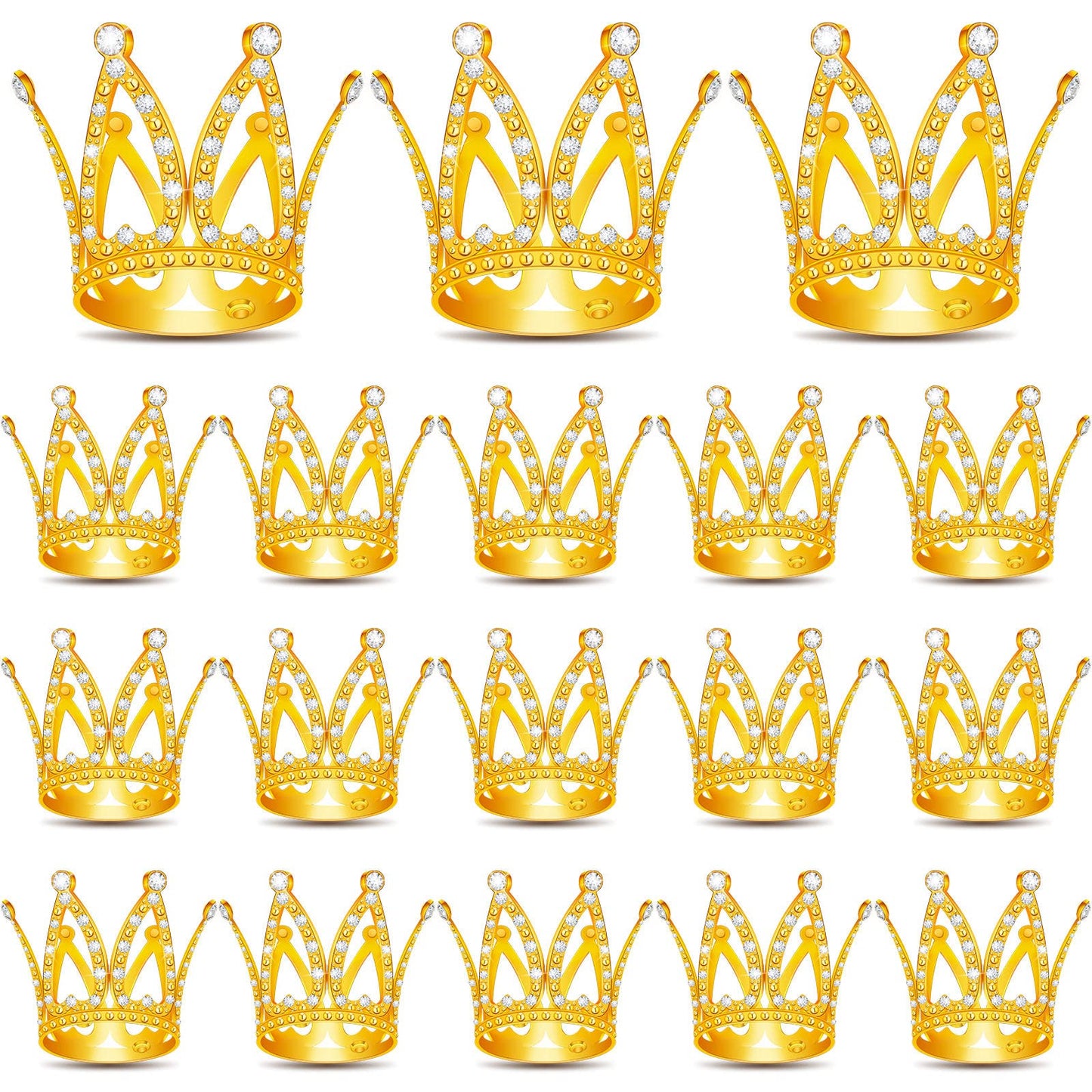 18 Pcs Mini Crown Cake Topper, Tiara Birthday Cake Toppers