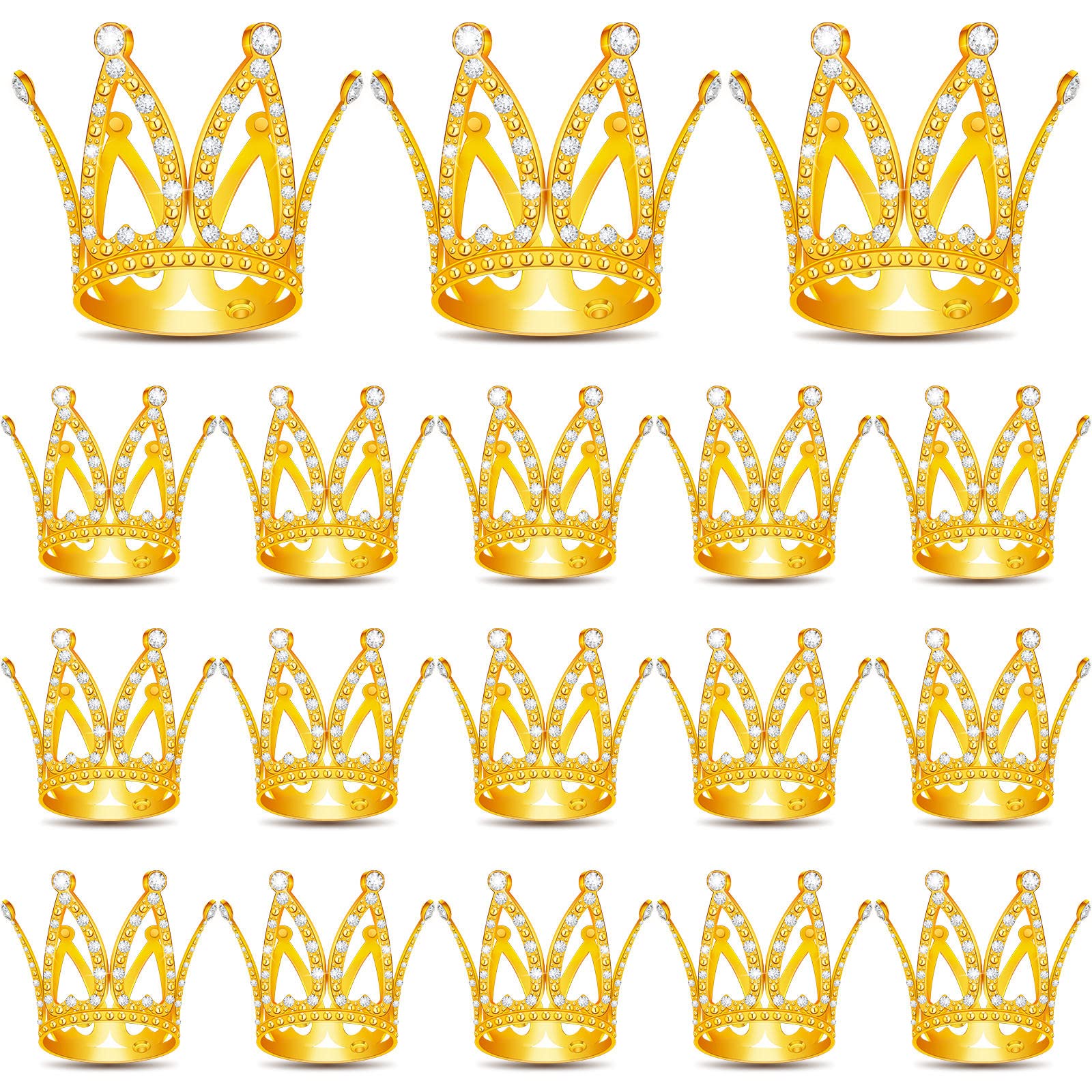 18 Pcs Mini Crown Cake Topper, Tiara Birthday Cake Toppers