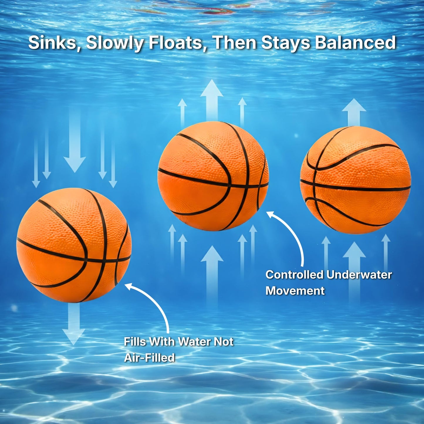 Underwater Pool Basketball 9 Inch Water-Filled Ball for Pool Games, Kids