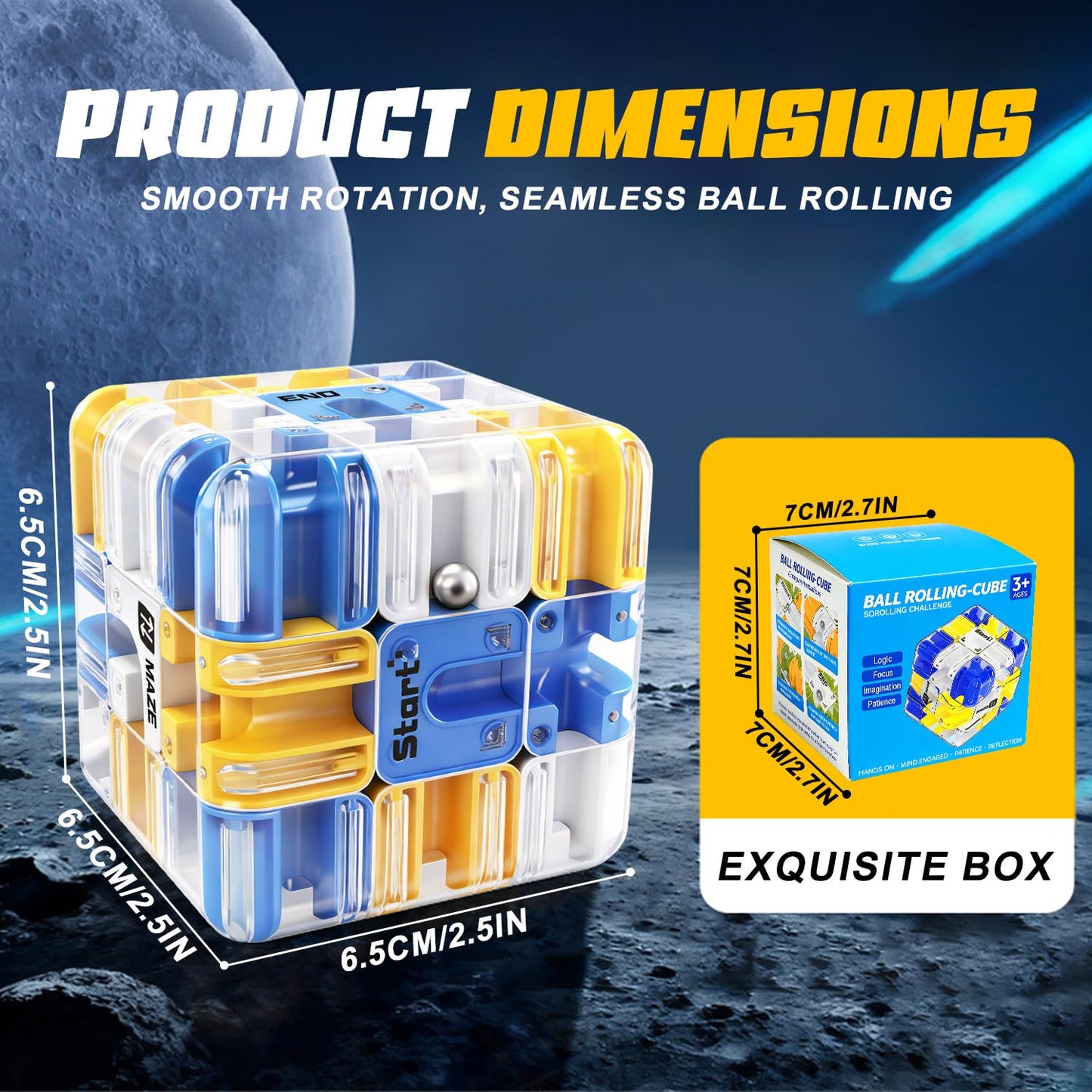 3D Rolling Ball Puzzles Maze, Viral Teaser Puzzles Maze, Large Gravity Labyrinth Puzzle Game for Kids & Adults,Rubik Race Game, Improve Spatial