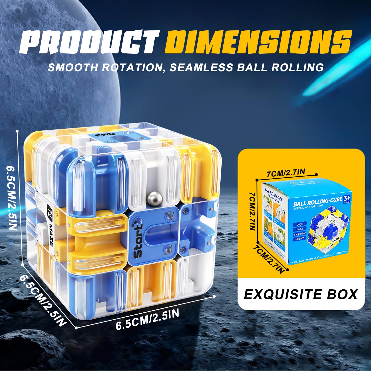 3D Rolling Ball Puzzles Maze, Viral Teaser Puzzles Maze, Large Gravity Labyrinth Puzzle Game for Kids & Adults,Rubik Race Game, Improve Spatial