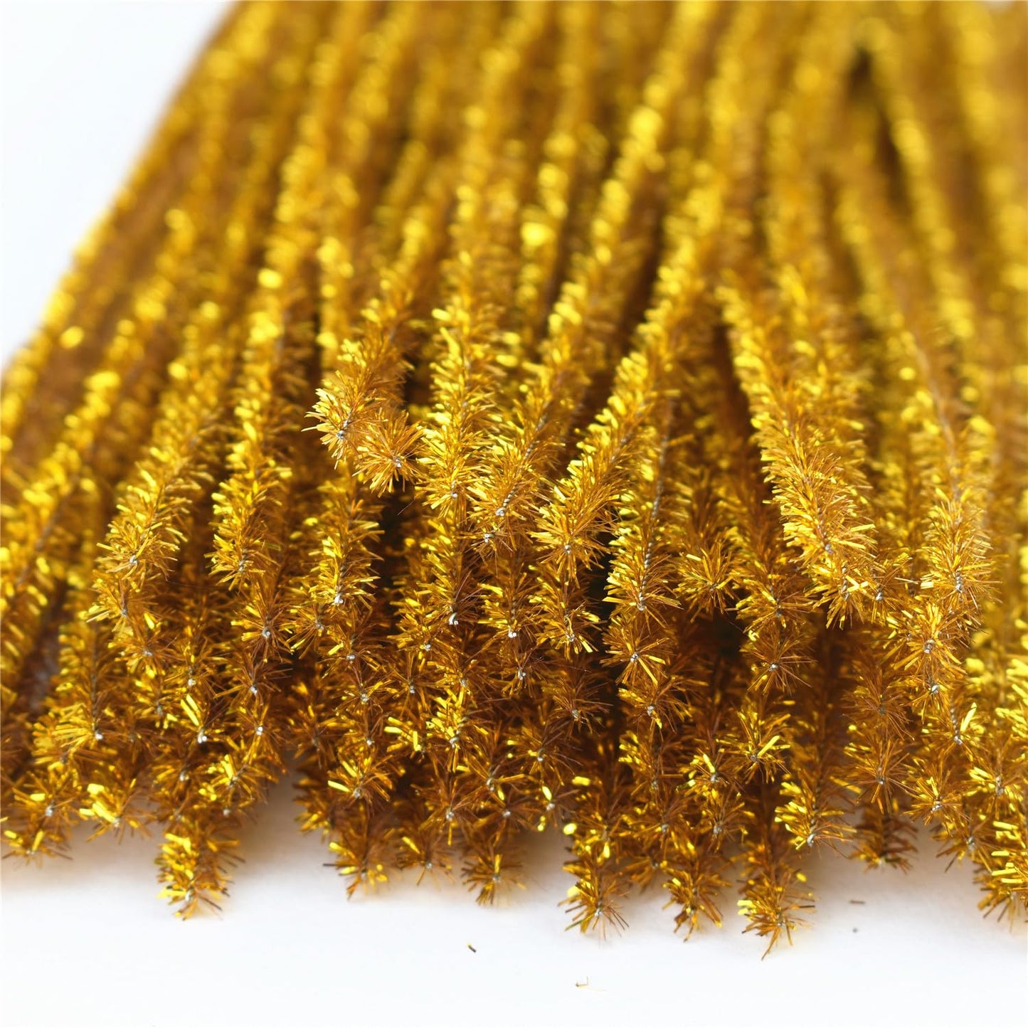 Glitter Gold Pipe Cleaners Craft (200 Pack) Bulk Art Chenille Stems for DIY Project Decorations