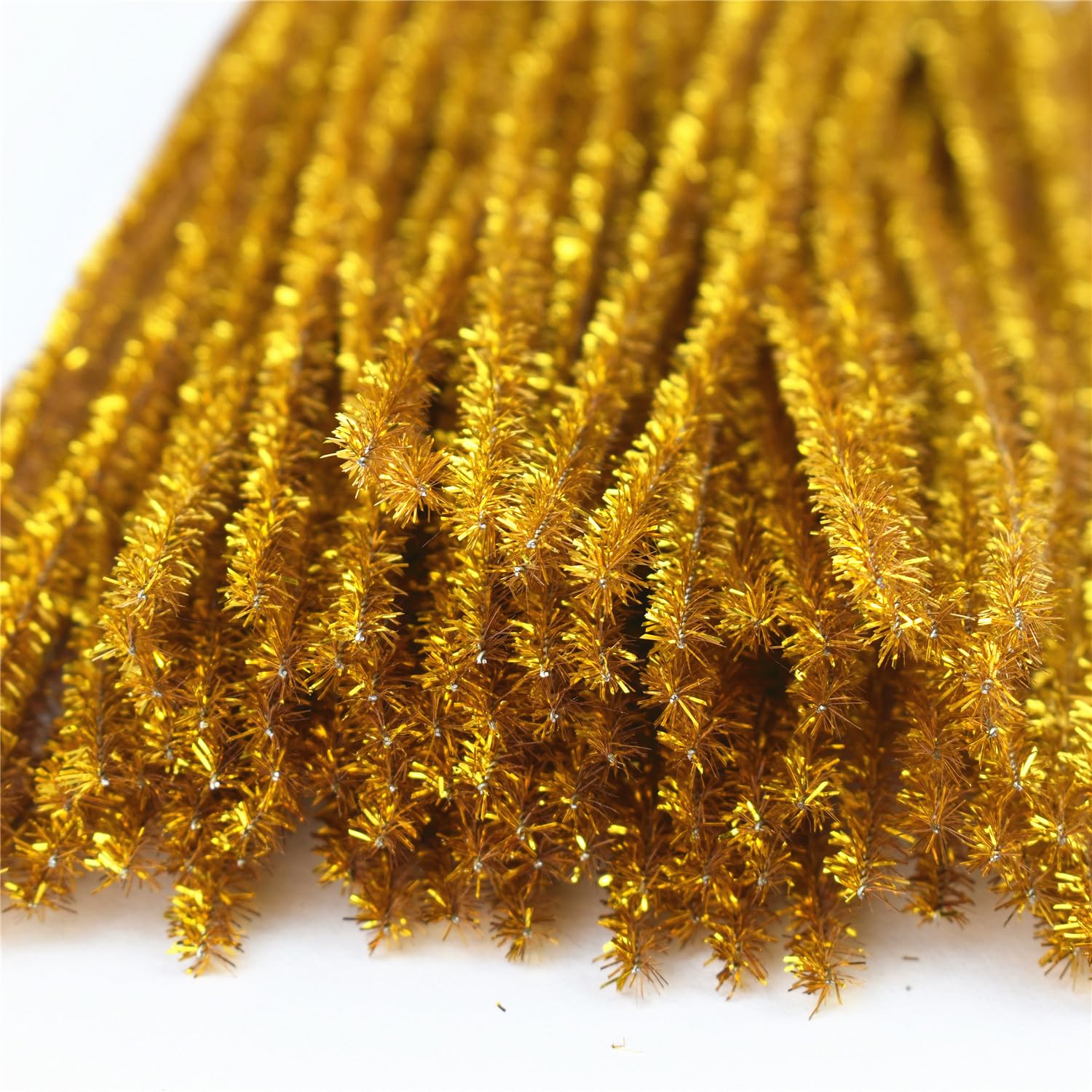 Glitter Gold Pipe Cleaners Craft (200 Pack) Bulk Art Chenille Stems for DIY Project Decorations