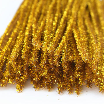 Glitter Gold Pipe Cleaners Craft (200 Pack) Bulk Art Chenille Stems for DIY Project Decorations