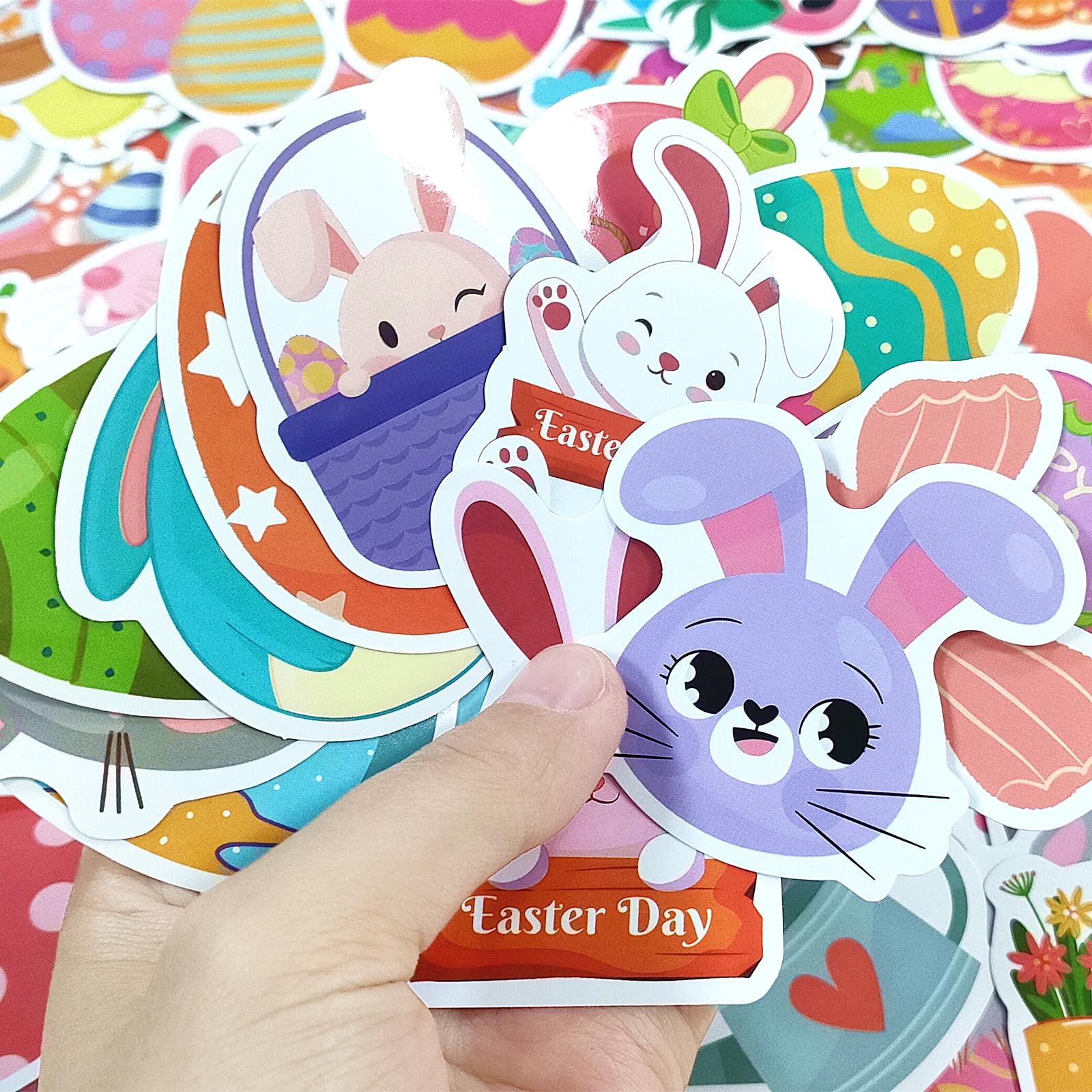 204PCS Easter Stickers, Easter Cute Bulk Stickers for Easter Basket Stuffers, Bunny Egg Easter Stickers for Cards Decorating Easter Gifts Crafts Party