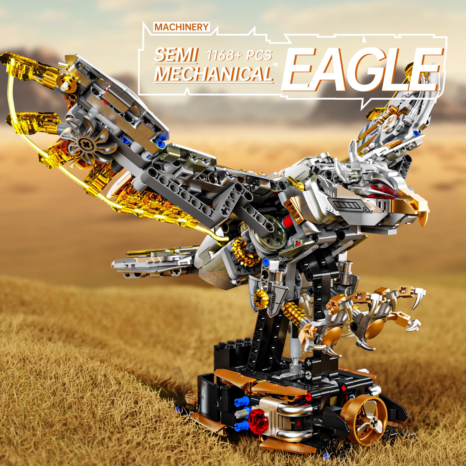 CSNRHG Mechanical Eagle Building Block Set 3D Poseable Model with Articulated Wings & Talons with Motor STEM Toy for Kids & Adults Ideal Gift