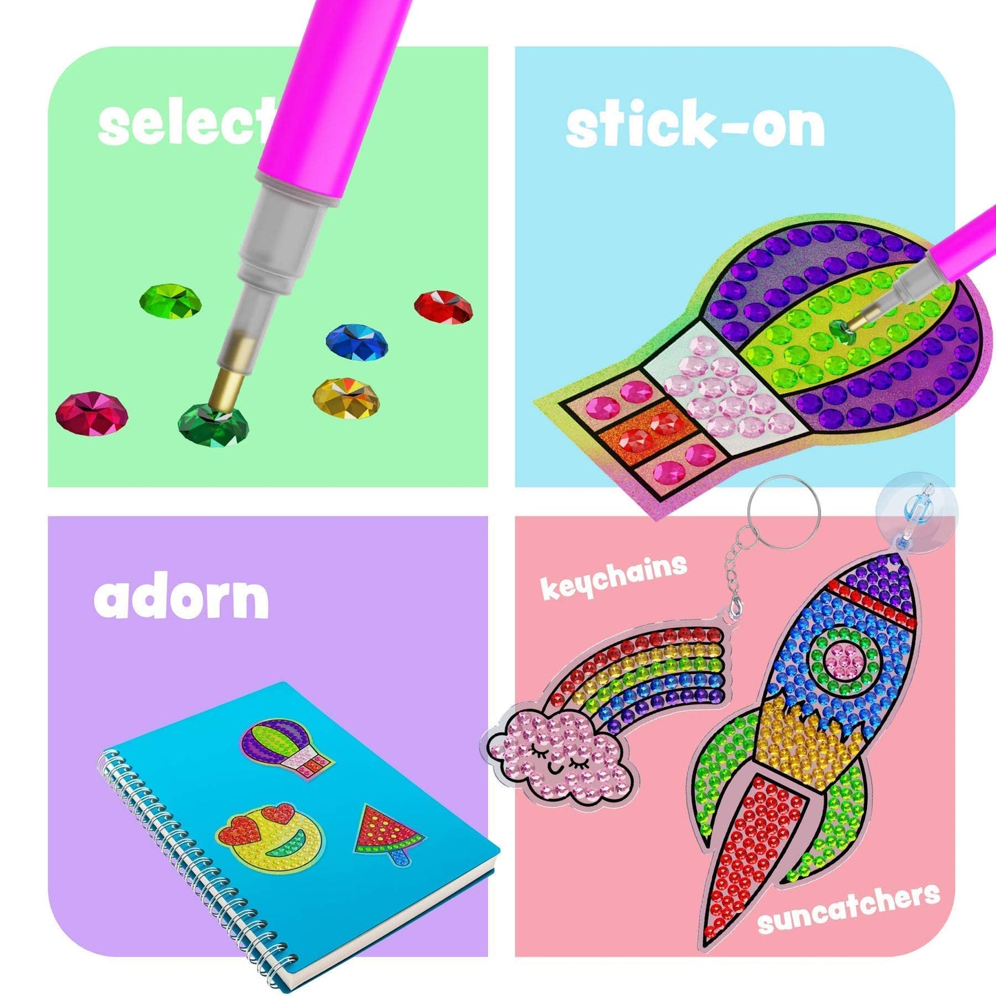 Dan&Darci Diamond Art Kit for Kids - Gem Painting - Arts & Crafts Kits for Ages 6-12 - Gifts for 6, 7, 8, 9, 10, 11, 12 Year Old Boy & Girl - Girls