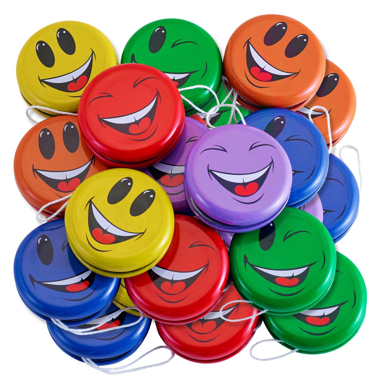 Metal Smiley Face Yo-Yo for Kids 8-12, 12 Pack Bulk Metal YoYos - 2 Inch Smiley Face Party Favors, Classroom Prizes, Goodie Bag Stuffers, Birthday