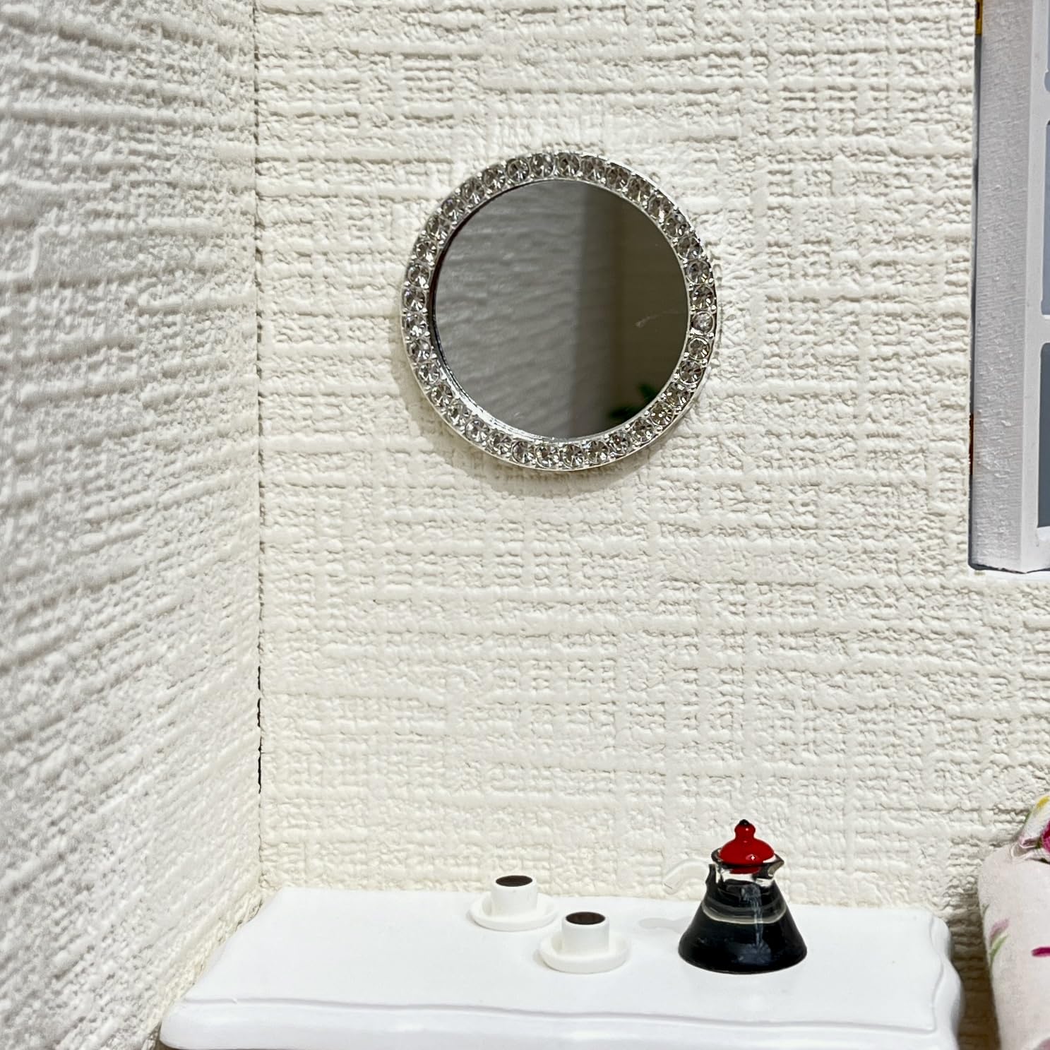 SAMCAMI Dollhouse Accessories Mini Mirror, 1/12 Scale Doll House Accessories and Furniture, Miniature Dollhouse Mirror, 5 Pieces