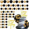 75 PCS Black and Gold Balls Cake Toppers Happy Birthday Insert Card