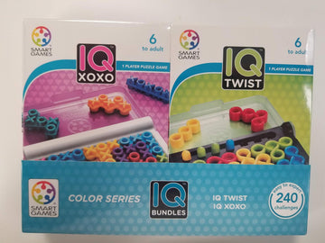 SmartGames IQ Bundles Color Series: IQ Twist & IQ XOXO 240 Challenges for Ages 6-Adult