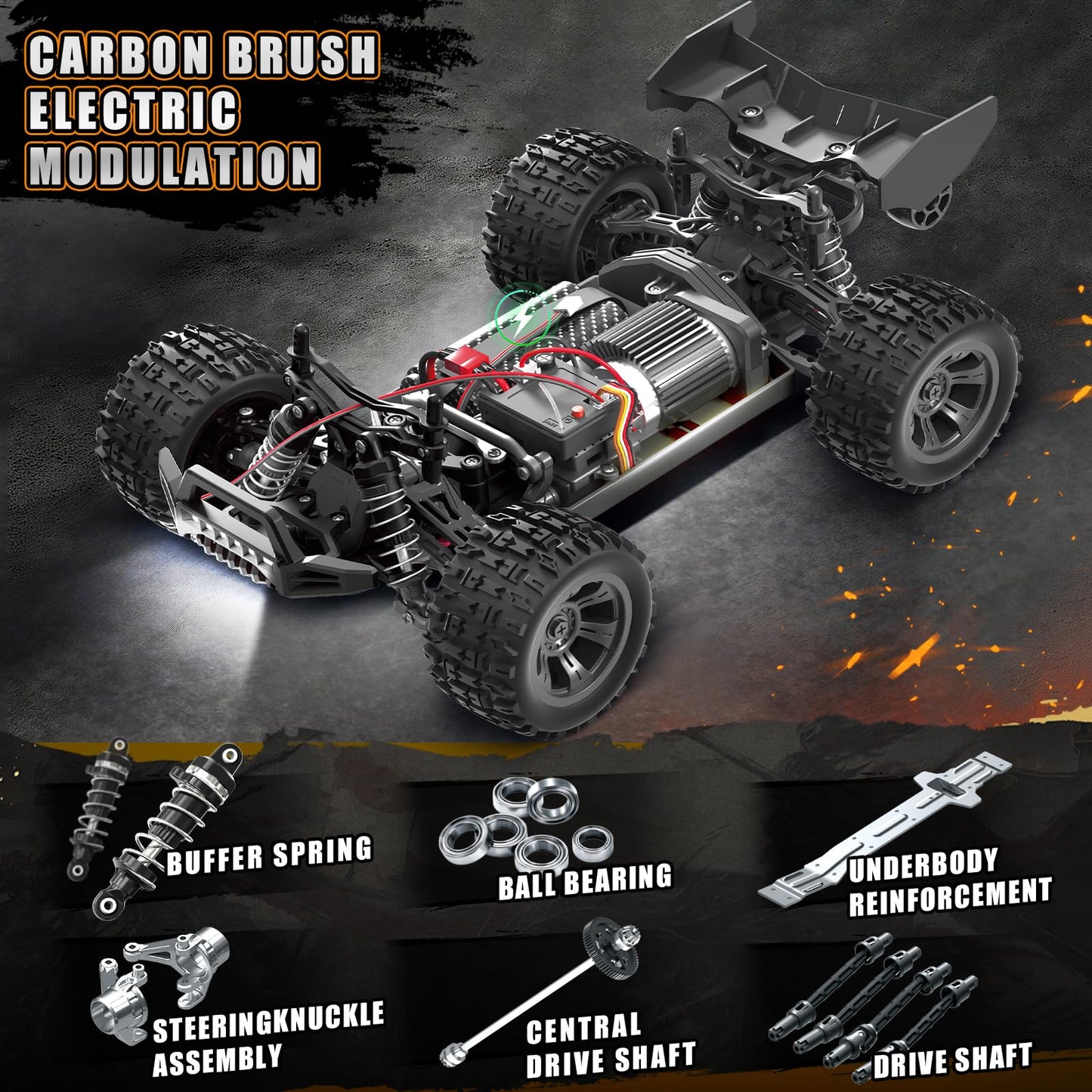YESHIN 1:18 All Terrain RC Car for Adults, 36KM/H High Speed RC Monster Truck, 4X4 Waterproof Remote Control Car with Two 7.4V 1500mAh Rechargeable