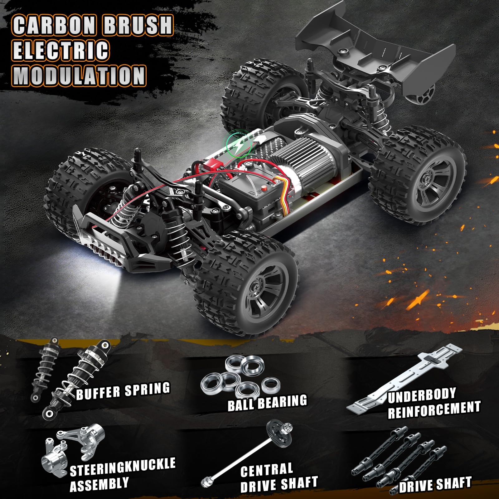 YESHIN 1:18 All Terrain RC Car for Adults, 36KM/H High Speed RC Monster Truck, 4X4 Waterproof Remote Control Car with Two 7.4V 1500mAh Rechargeable