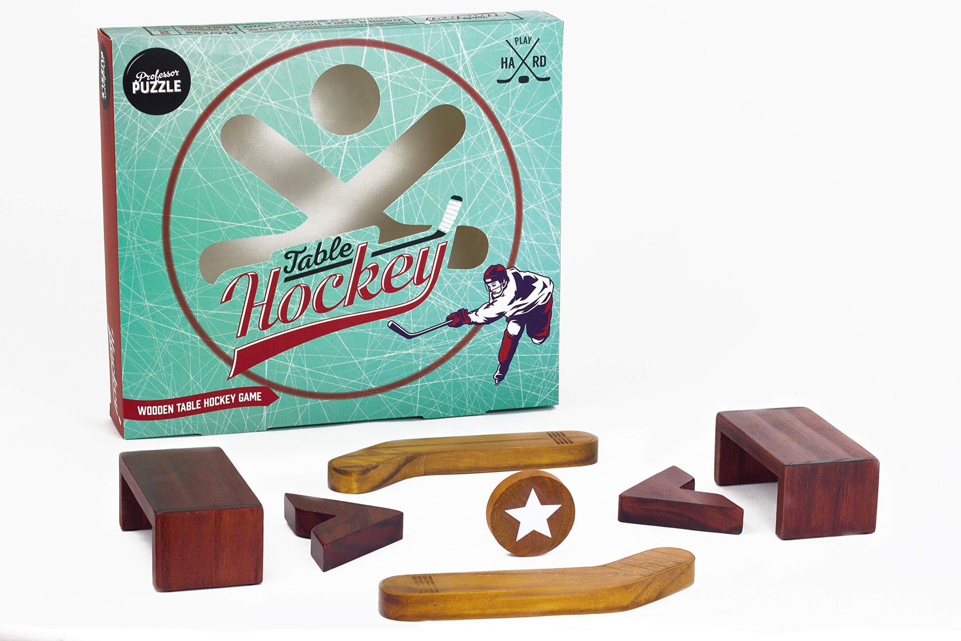 Wooden Table Hockey - Mini Tabletop Hockey Game - Turn Any Table into a Hockey Rink with This Tabletop Game by Professor Puzzle.