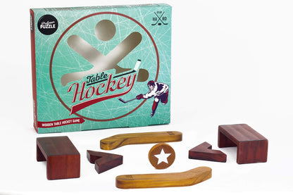 Wooden Table Hockey - Mini Tabletop Hockey Game - Turn Any Table into a Hockey Rink with This Tabletop Game by Professor Puzzle.