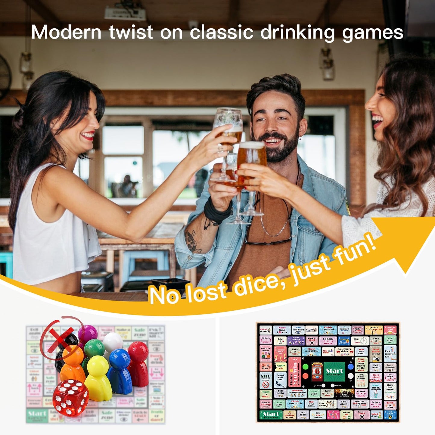 Electronic Drinking Games for Adults, Automatic Board Game for Adults Party with Screen & Music, 2-4 Players Interactive Bar & Party Drinking Board