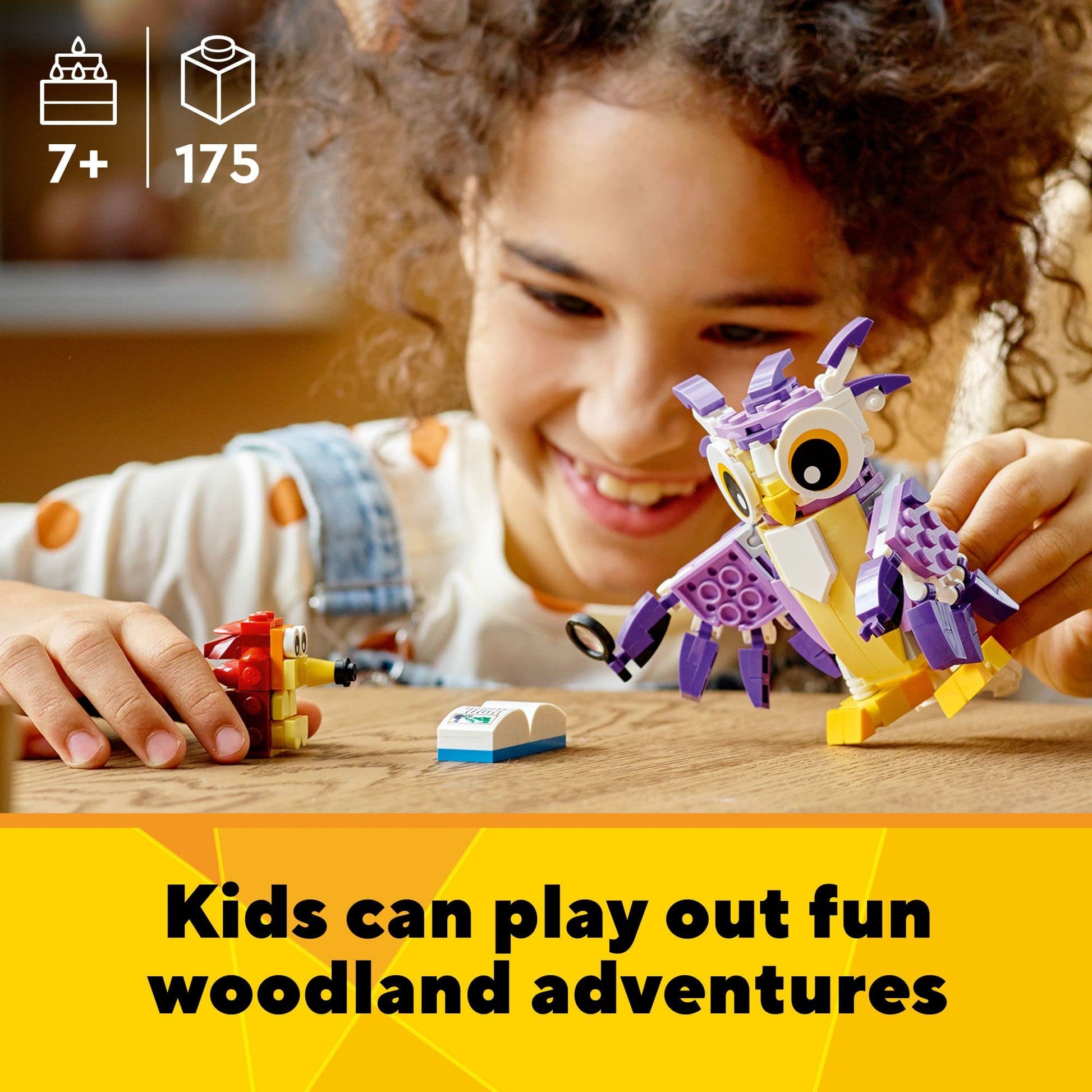 LEGO Creator 3 in 1 Fantasy Forest Creatures, Woodland Animal Toys Set Transforms from Rabbit to Owl to Squirrel Figures, Gift for 7 Plus Year Old