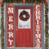 FECEDY Merry Christmas Hanging Banner Porch Sign with Pattern Christmas Tree Presents Snow Banner for Home Yard Indoor Outdoor Wall Door Christmas