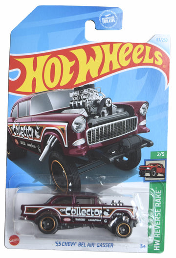 Hot Wheels '55 Chevy Bel Air Gasser, Reverse Rake 2/5 [deep red] 63/250