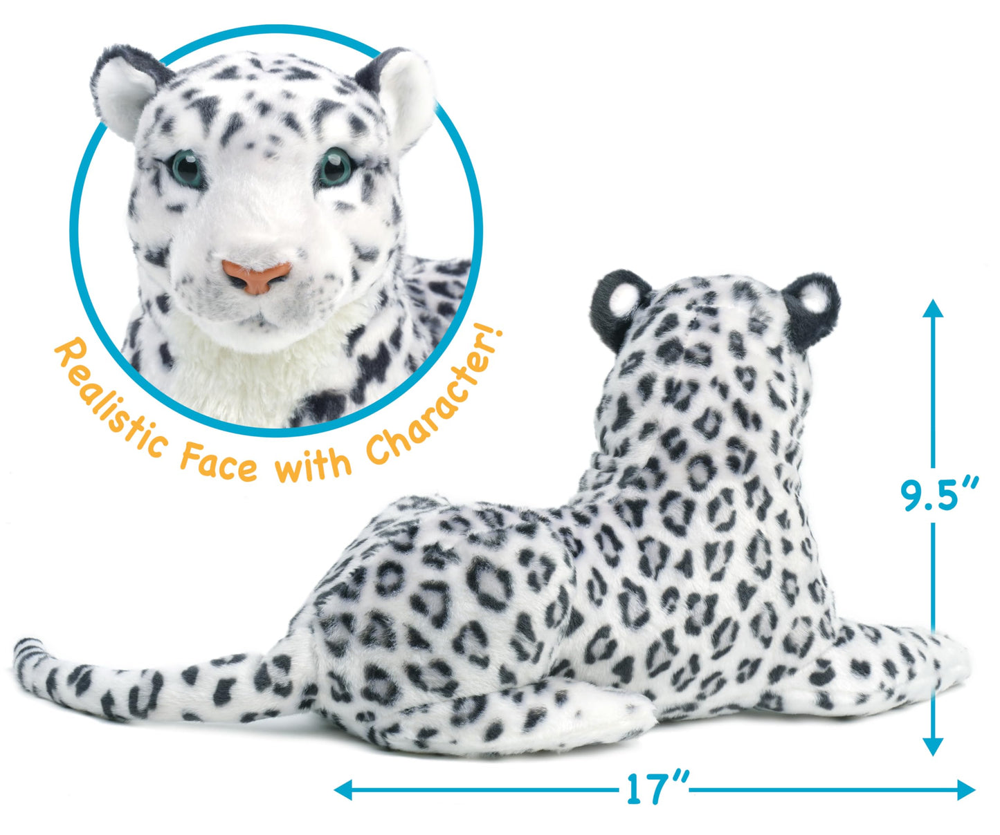 TigerHart Sinovia The Snow Leopard - Squeeze Me! - 17 Inch Stuffed Animal Plush