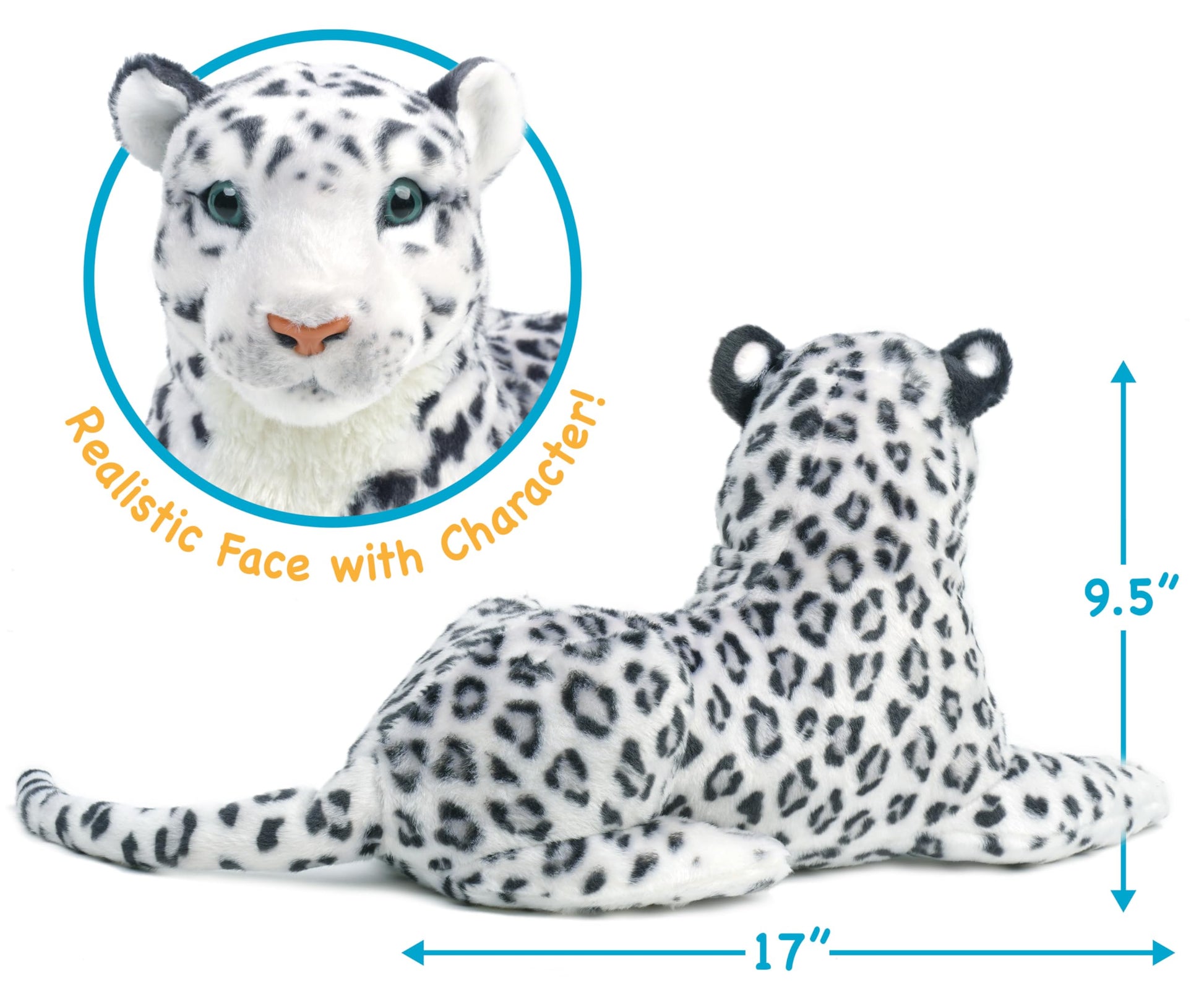 TigerHart Sinovia The Snow Leopard - Squeeze Me! - 17 Inch Stuffed Animal Plush