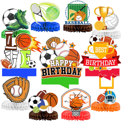 12 Pcs Sports Birthday Party Decorations Honeycomb Centerpices for Sports Themed Party Decorations