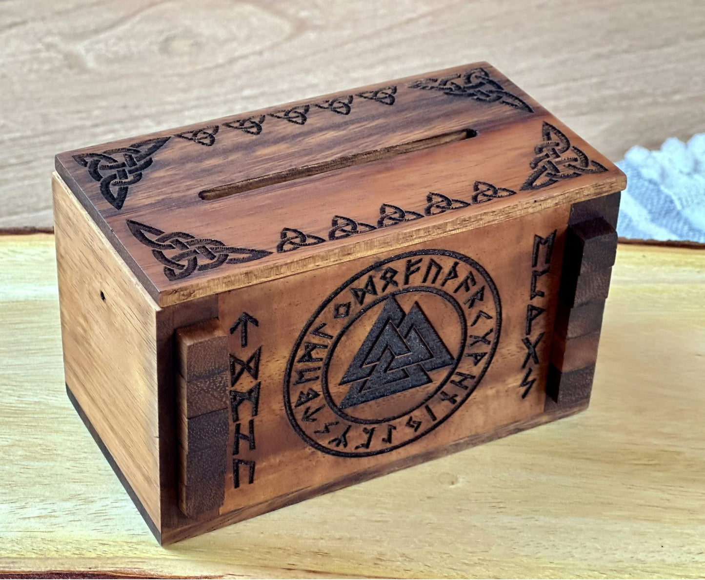 Winshare Puzzles and Games Enigma Viking Secret Puzzle Box Money & Gift Card holder in a Wood IQ lock