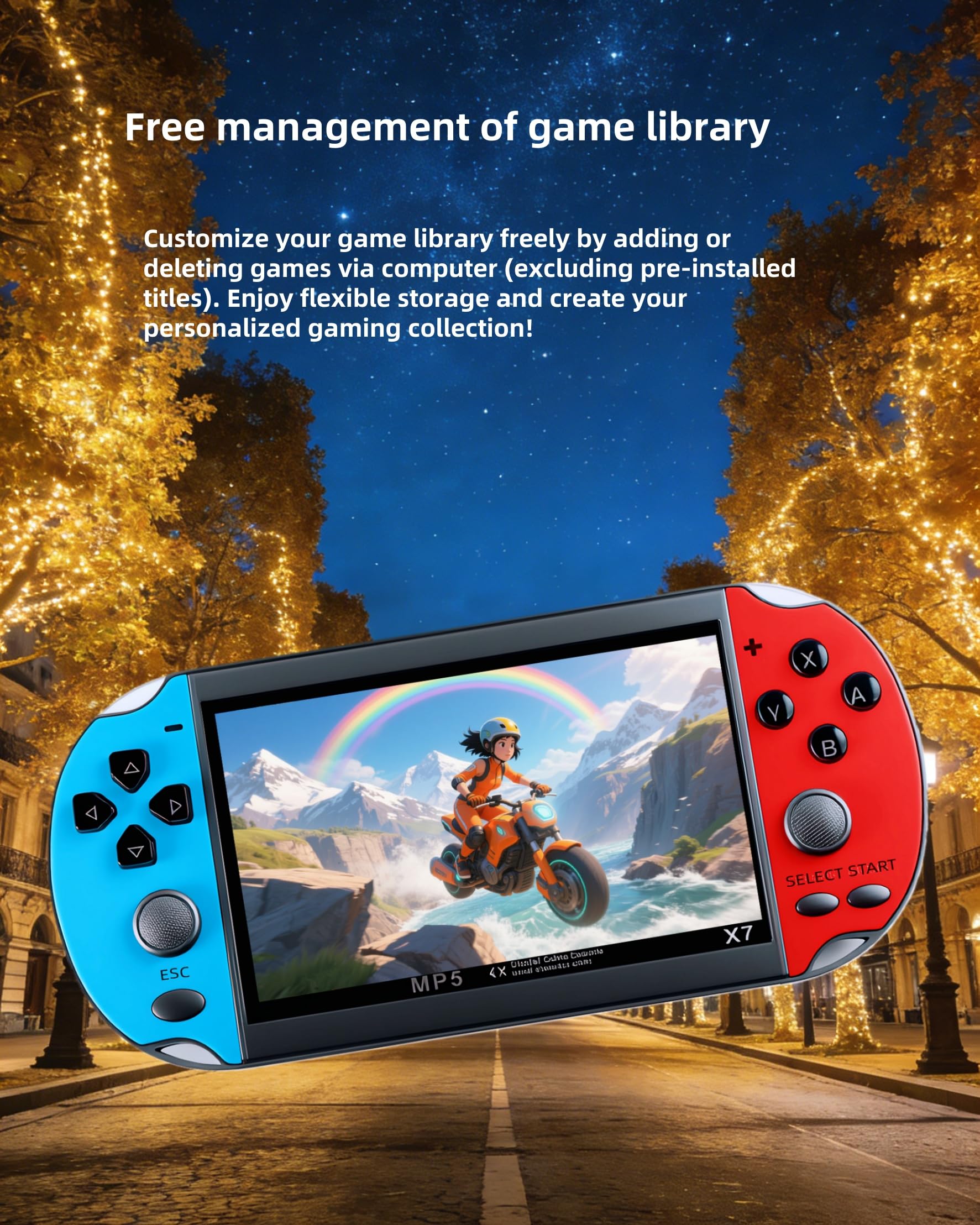 YHFITN 4.3" Screen Handheld Video Game Console - with Classic Game System, Support TV Output, with Rechargeable BatteryTravel Toys Classic Fun for All