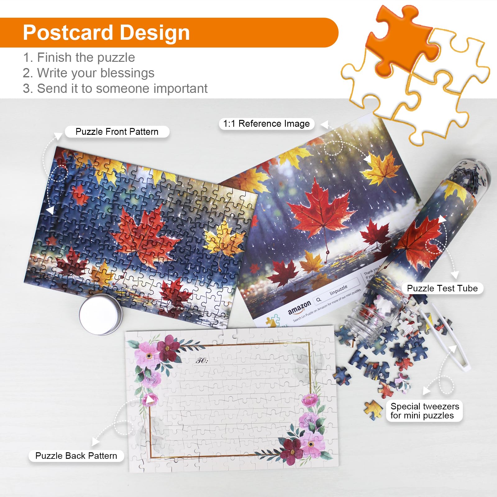 Mini Jigsaw Puzzles for Adults (4 Packs) - 150 Pcs with Reference Blueprint, Micro Puzzle, Comes with Tweezers for Small Pieces, Gift Suitable