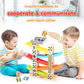 Belleur Montessori Toy for 1-3 Years Old Boys and Girls, Kid Race Track Car for Toddlers with 5 Mini Cars & 5 Ramps, Wooden Montessori Car Ramp Toy