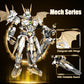HIGH GODO Hero Mech Building Blocks Set for Adults?Golden Armor Robot Model Building Kit with Classic Swords, Hard Core Chinoiserie Style Collectible