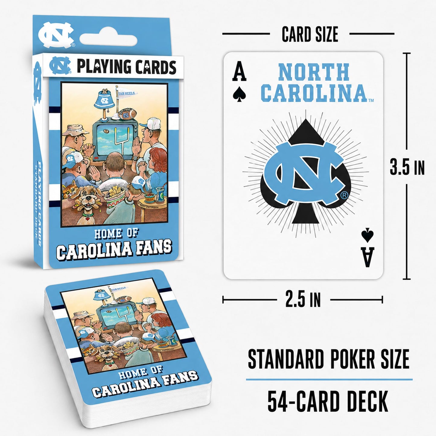 Masterpieces Officially Licensed NCAA UNC Tar Heels Playing Cards for Fans - 54 Card Deck for Adults