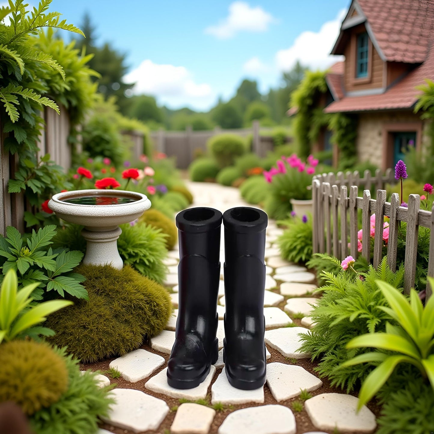 WLngtv 1/12 Miniature Black Rubber Boots Dollhouse Accessories (1.3x0.4x1.4 Inch)