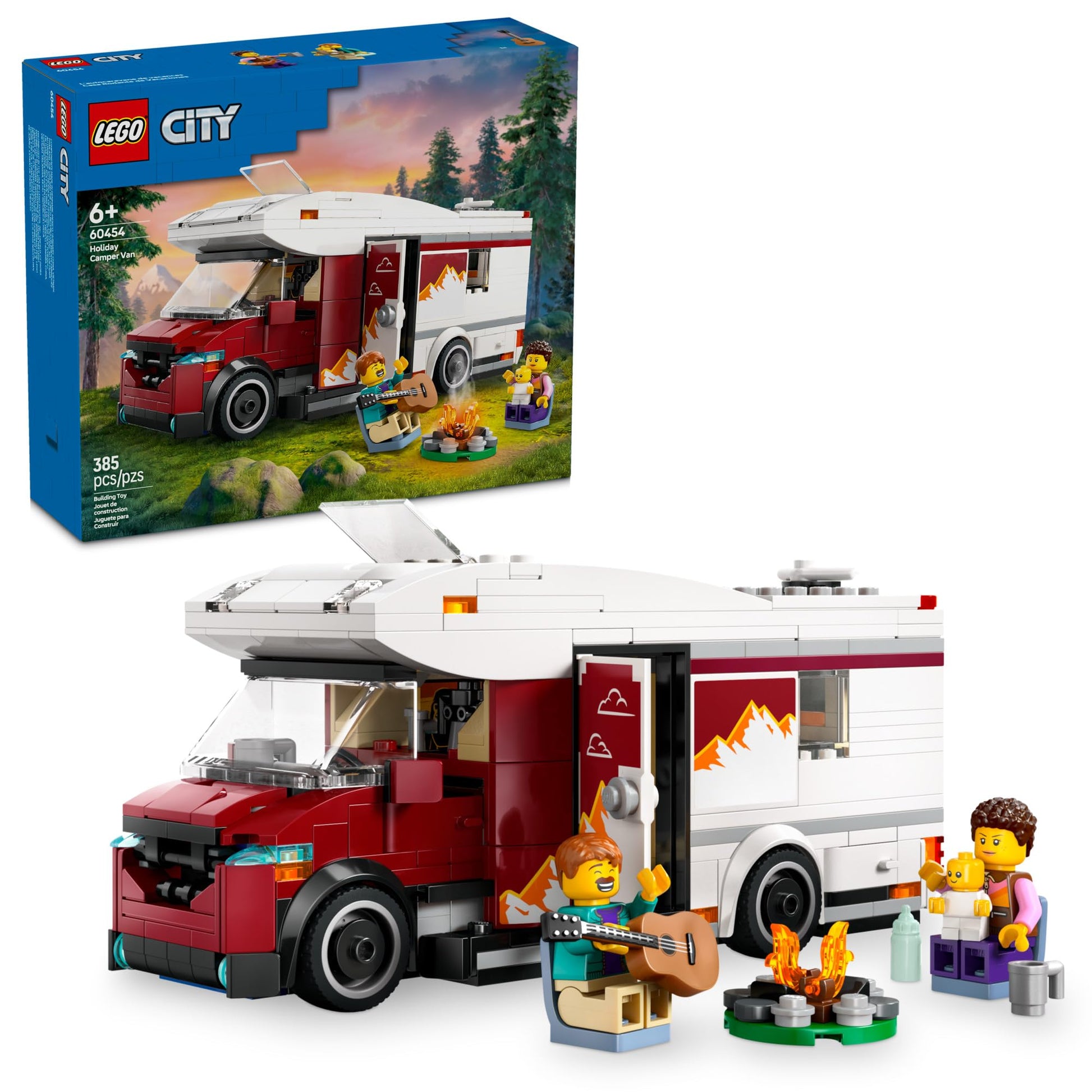LEGO City Holiday Adventure Camper Van Building Toy Set - Vacation Toy for Kids, Boys and Girls, Ages 6+ - Includes 3 Minifigures and Accessories