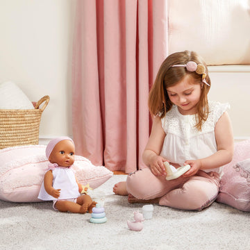 LullaBaby - 9 Pieces Changing Set - Diaper, Baby Wipes & Stacking Rings -14-Inch Baby Doll Accessories - Pretend Play 2+ Years - Play & Care Set
