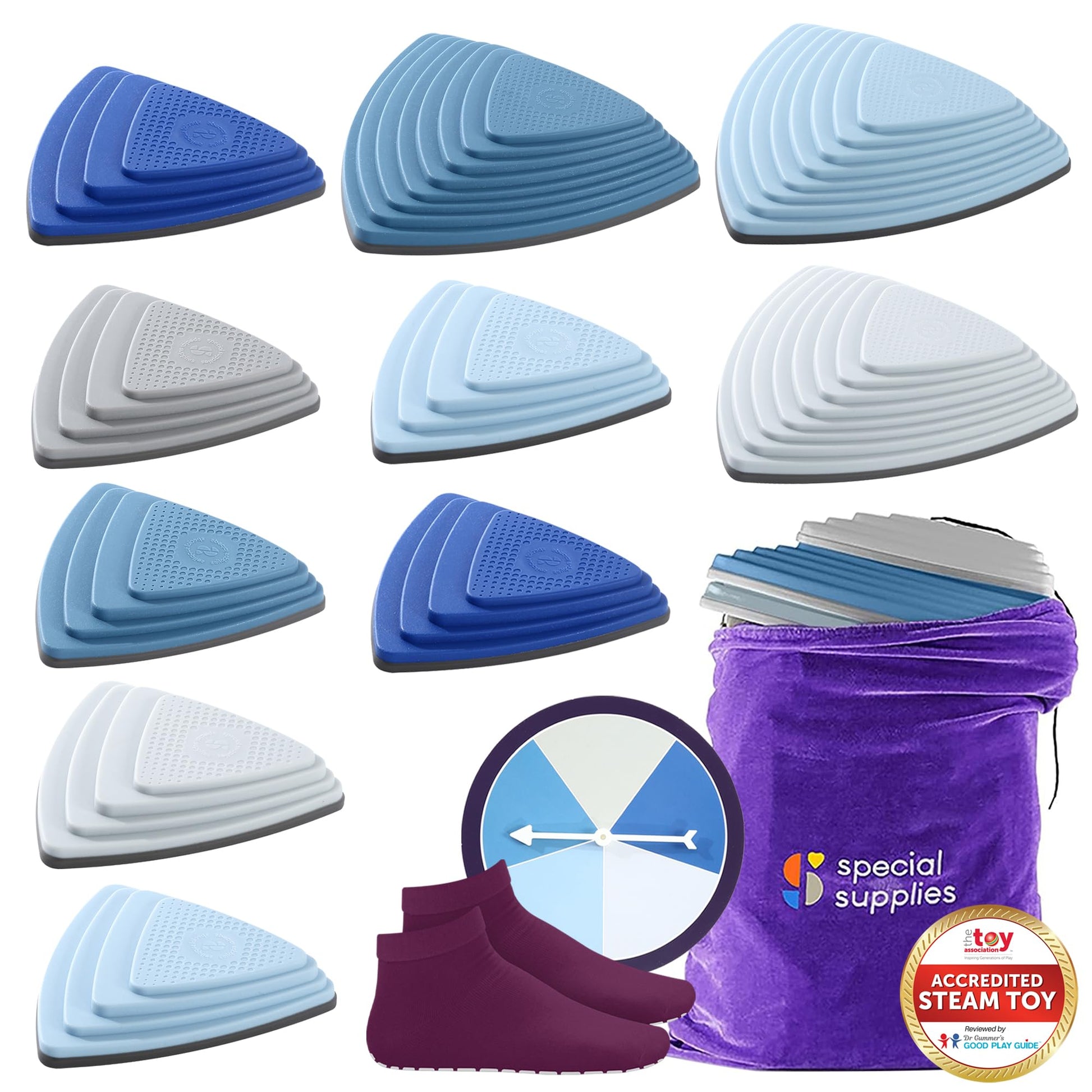 Special Supplies 10 Stepping Stones for Kids Indoor and Outdoor Balance Blocks Promote Coordination, Balance Strength Child Safe Rubber, Non-Slip