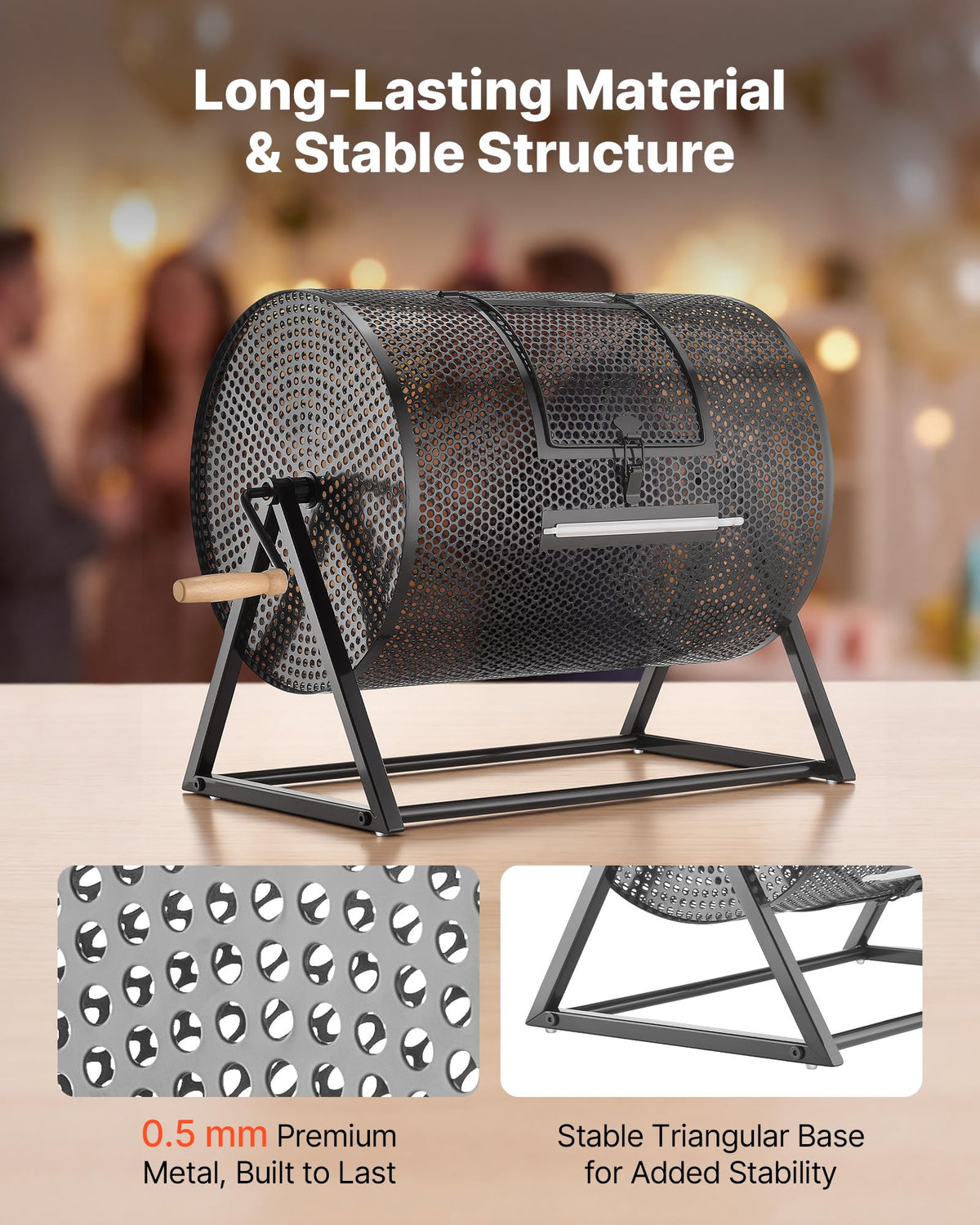 VEVOR Raffle Ticket Spinner, 16.1" x 11.9" Holds 5000 Tickets or 200 Ping Pong Balls, Raffle Drum Lottery Spinning Cage with Reinforced Handle, Stable
